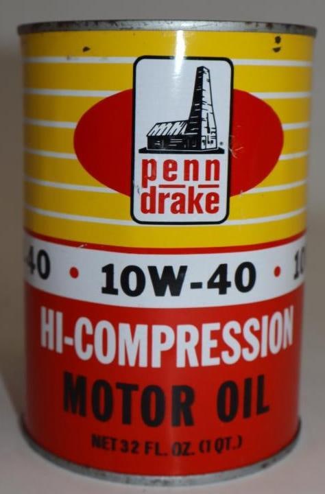 Penn Drake High Compression Metal One Quart Oil Can: 4" x 4" x 5.5"