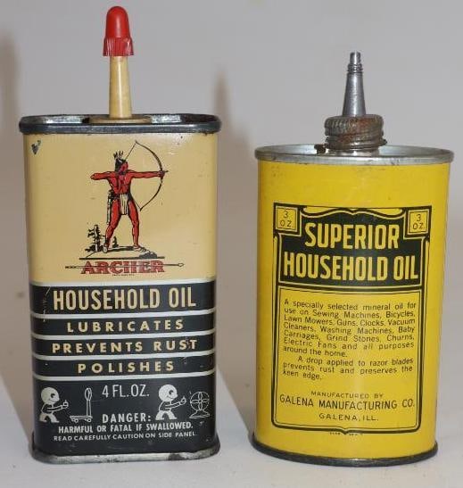 Group of 2 Archer and Galena Handy Oiler Cans: Largest is 4oz