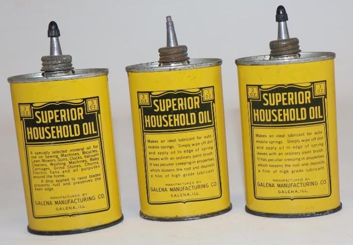 Group of 3 Oval Galena Household Oiler Cans (1 of 2)