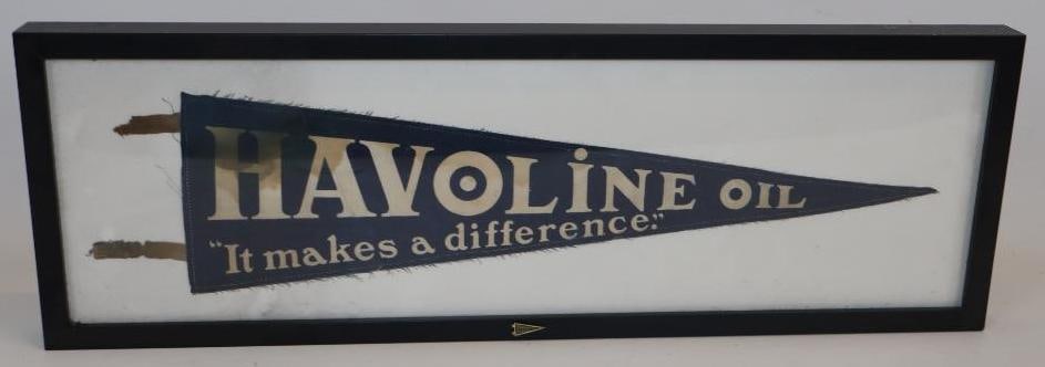 Havoline Motor Oil "It Makes a Difference" Framed Felt Adverting Pennant (1 of 4)