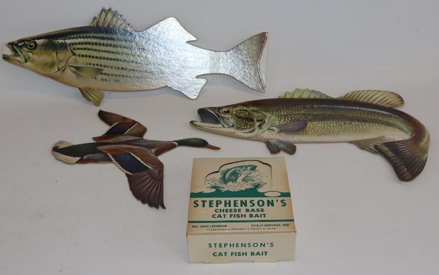 Group of 4 Cardboard Fish and Duck Displays: Largest is 18" x 13"