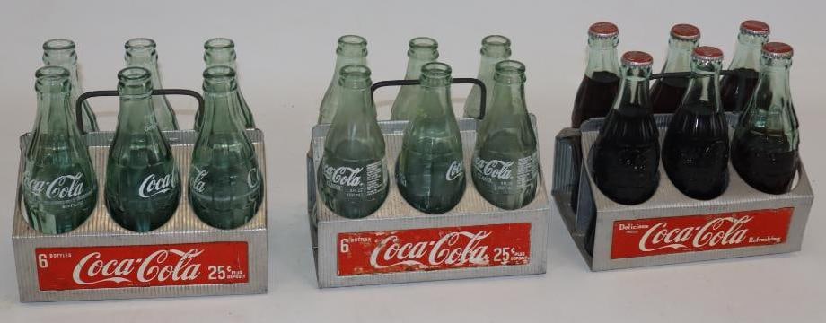 Group of 3 Coca-Cola Aluminum 6 Pack Carriers with Bottles (1 of 6)