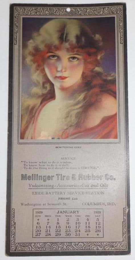1929 Exide Battery Cardboard Advertising Calendar (1 of 3)