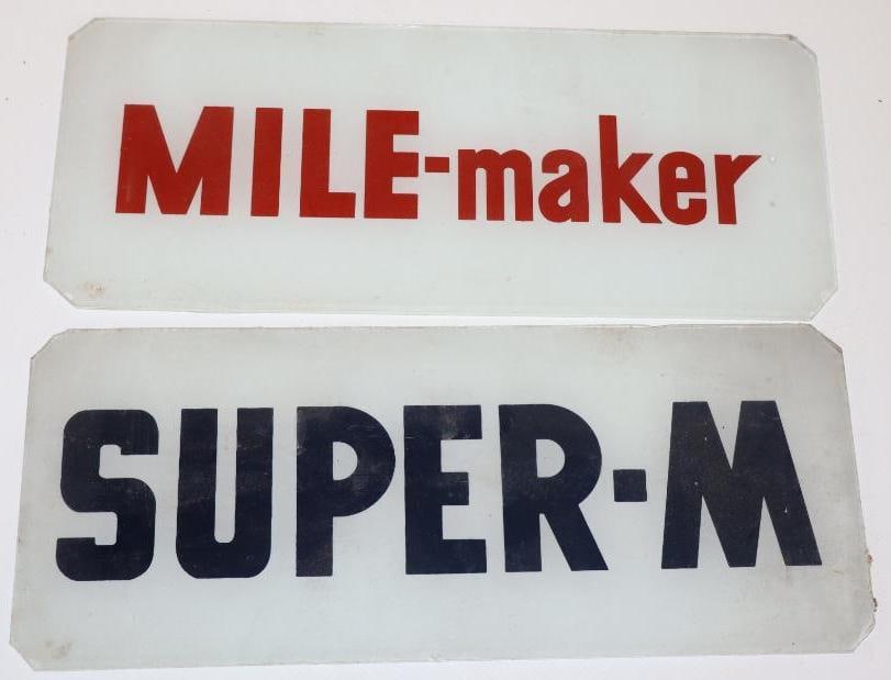 Group of 2 Marathon Mile-Maker and Super M Gas Pump Ad Glass (1 of 4)