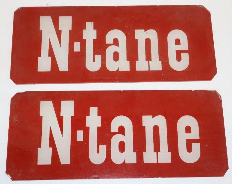 Group of 2 Conoco N-Tane Gas Pump Ad Glass (1 of 4)