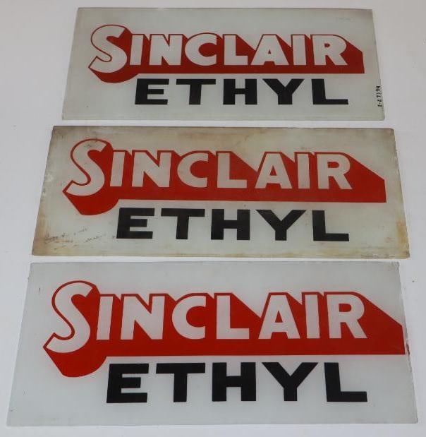 Group of 3 Sinclair Ethyl Gas Pump Ad Glass (1 of 5)