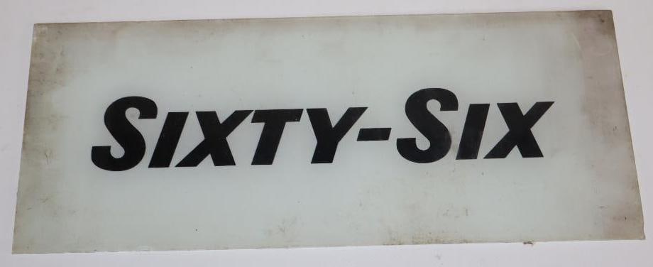 Phillips Sixty Six Gas Pump Ad Glass: 12.5" x 5"