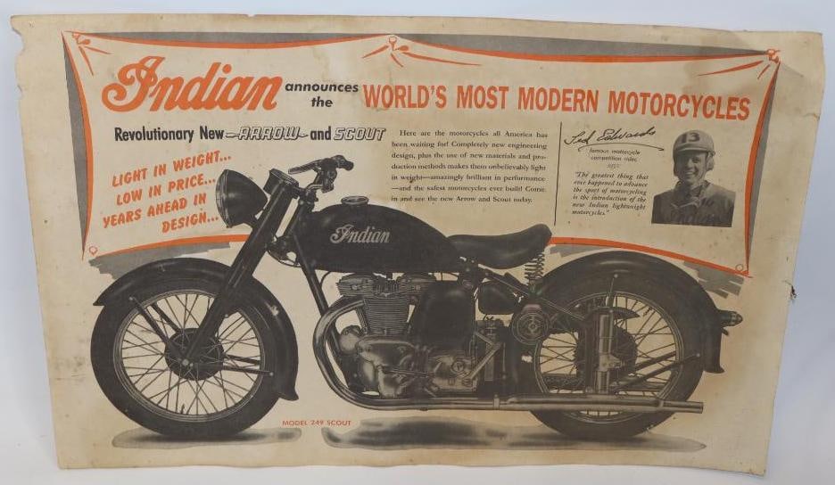 Indian Scout Model 249 Cardboard Advertising Sign (1 of 5)