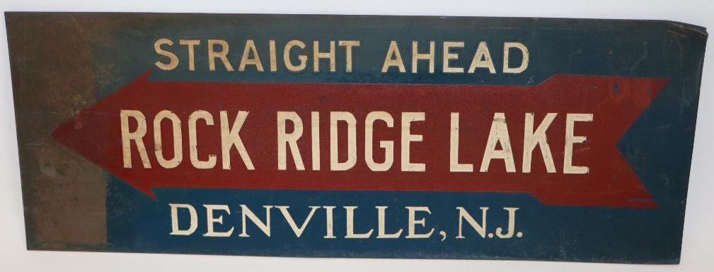Straight Ahead Rock Ridge Lake Denville NJ Single Sided Metal Sign: 24" x 9"