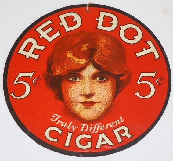 Red Dot Cigar Cardboard Advertising Sign (1 of 2)