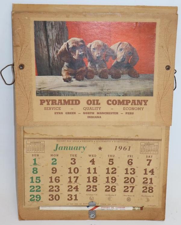 1961 Pyramid Oil Advertising Calendar: 15" x 10.5"