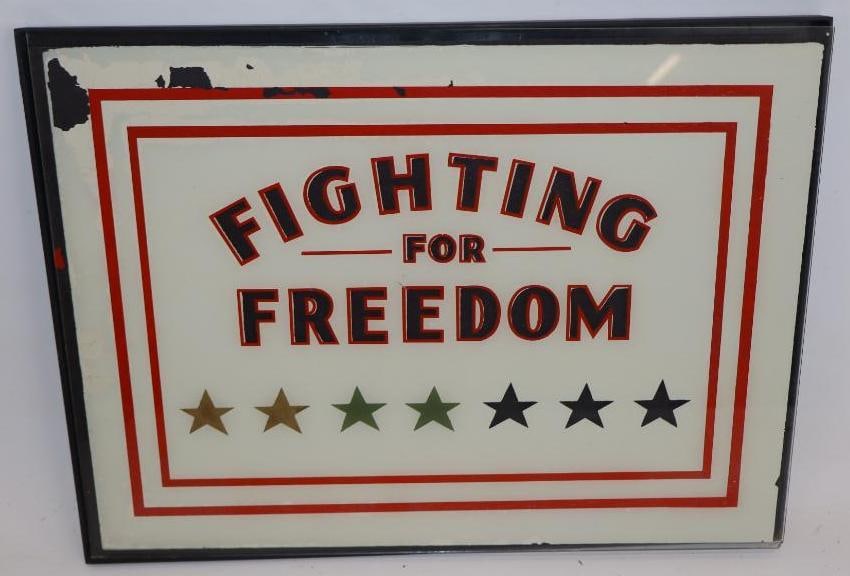 Fighting for Freedom Reversed Painted Glass Sign (1 of 3)