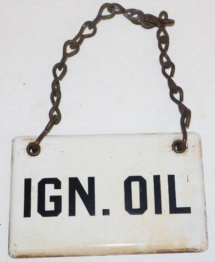 Ignition Oil Single Sided Porcelain Sign: 2.5" x 4"