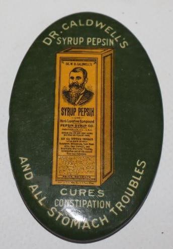 Dr Caldwell's Syrup Pepsin Advertising Pocket Mirror: 1.75" x 2.75"