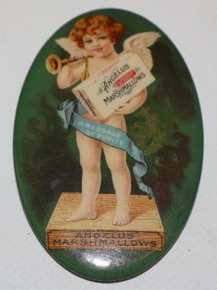 Angellus Marshmallows Advertising Pocket Mirror: 1.75" x 2.75"
