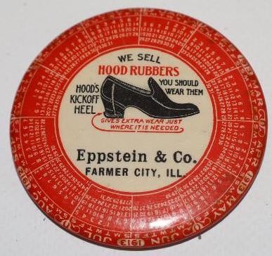 1913 Eppstein and Co Hood Rubbers Advertising Pocket Mirror and Calendar (1 of 2)