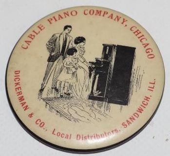 Cable Piano Co Chicago Advertising Pocket Mirror: 2" x 2"