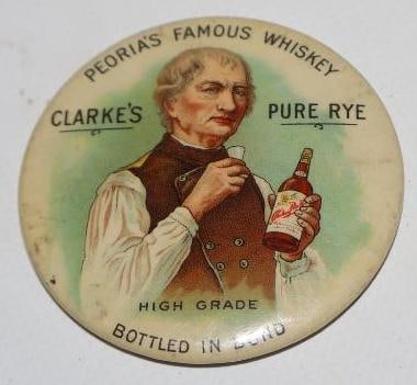 Clarke's Pure Rye Whiskey Advertising Pocket Mirror (1 of 2)