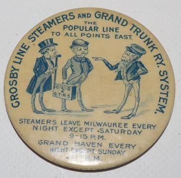 Crosby Line Steamers & Grand Trunk Ry System Advertising Pocket Mirror (1 of 2)