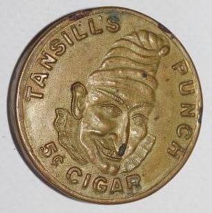 Embossed Bronze Tansill's Punch Cigars Advertising Pocket Mirror (1 of 2)