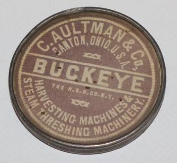 C. Aultman & Co Buckeye Steam Threshing Machinery Canton OH Advertising Pocket Mirror (1 of 2)