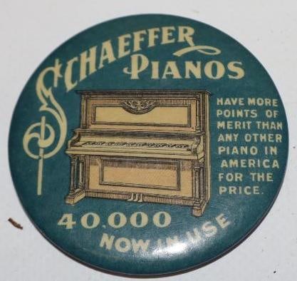 Schaeffer & Piano Advertising Pocket Mirror: 2.25" x 2.25"