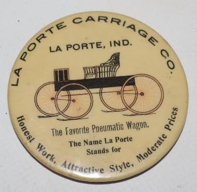 LaPorte Carriage Company Advertising Pocket Mirror: 2" x 2"