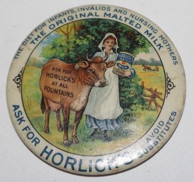 Horlick's Original Malted Milk Advertising Pocket Mirror: 2" x 2"