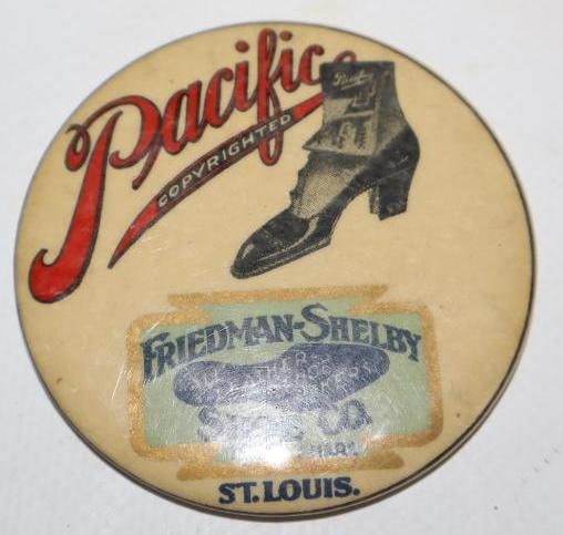 Freedman-Shelby Pacific Shoes Advertising Pocket Mirror: 2" x 2"