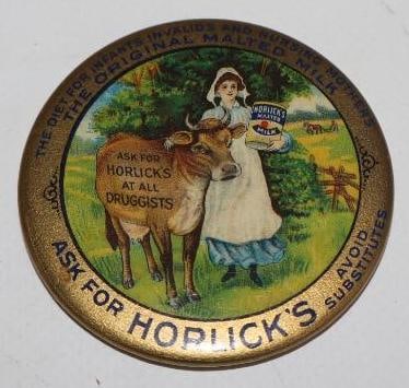 Horlick's Original Malted Milk Advertising Pocket Mirror: 2" x 2"