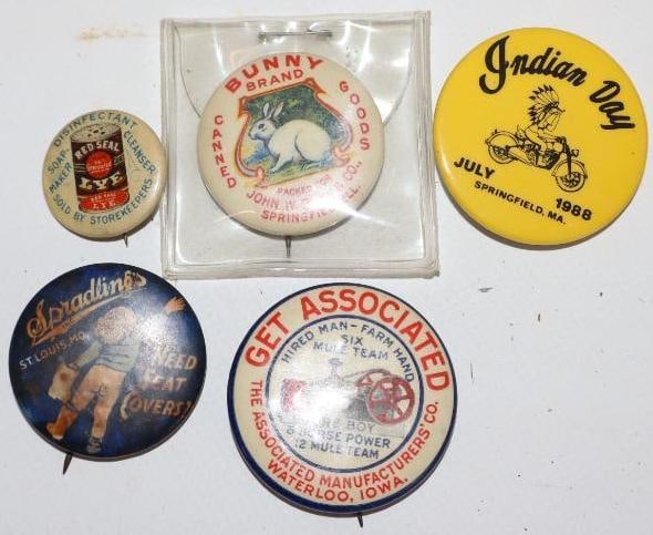 Group of 5 Sprading's, Bunny Brand, Red Seal, and Other Advertising Pin Back Badges (1 of 4)