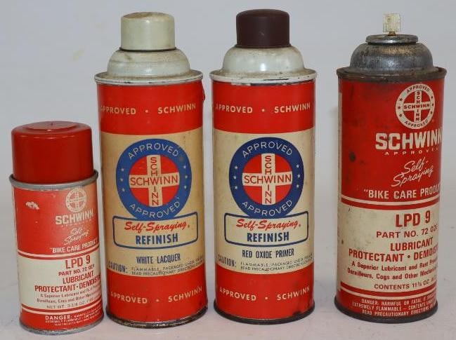 Group of 4 Schwinn Lubricant and Spray Paint Cans: largest 16oz