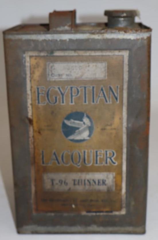 Early Egyptian Lacquer Thinner One Gallon Can With Paper Label: 6" x 4" x 10"