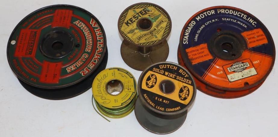 Group of 5 Automobile Cable and Solder Wire Advertising Wire Spools (1 of 5)