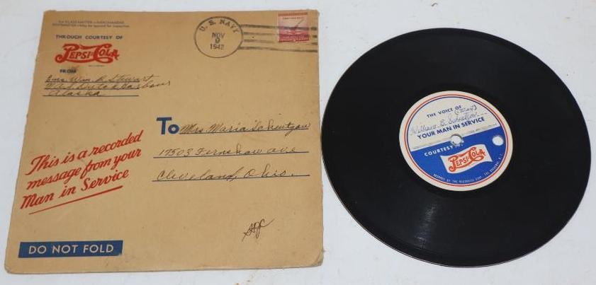 1942 US Navy and Pepsi Cola WWII Recorded Message From Service (1 of 4)