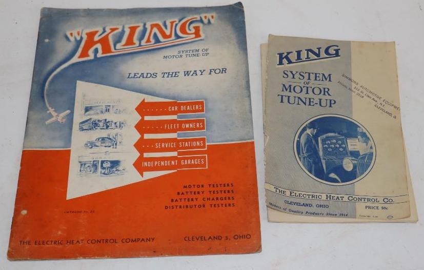 Group of 2 Kings Motor Tune-Up Analyzing Machine Instruction Manuals: Largest is 9" x 11.5", The cover is loose on 1.