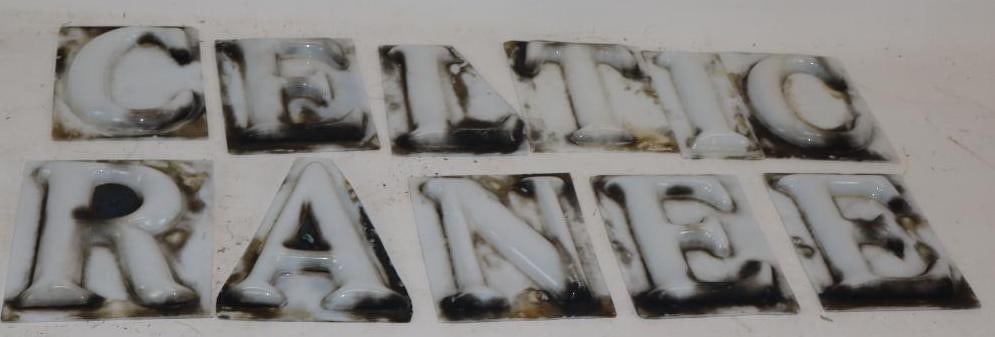 Group of 11 Milkglass Sign Embossed Opal Letters: Largest is 5.75" x 6.75"