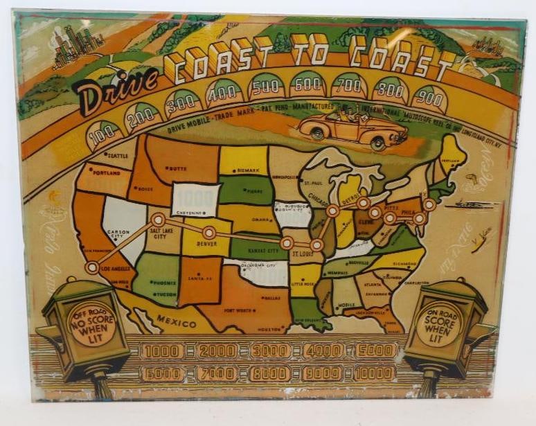 Drive Coast to Coast Reverse Painted Glass Game Sign (1 of 4)