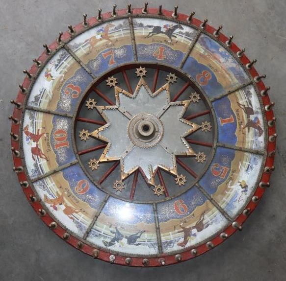 1930's H.C. Evans Co Horse Racing Wheel of Fortune Game Wheel (1 of 7)