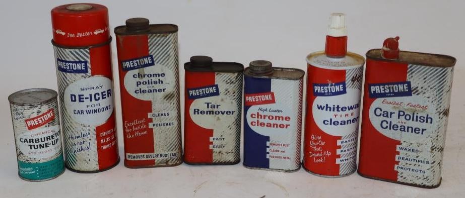 Group of 7 Prestone Car Care Products: largest 16oz
