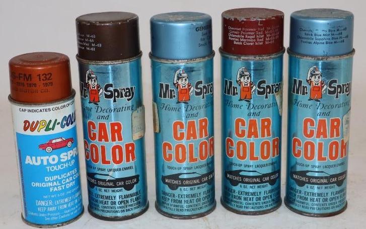 Group of 5 General Motors and Ford Touch Up Spray Paint Cans: largest 6oz