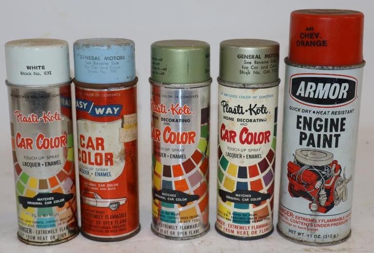 Group of 5 Chevrolet, Buick, and GM Touch Up Spray Paint Cans: largest 11oz