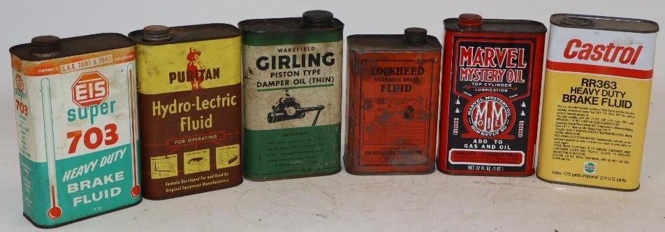 Group of 6 Car Care Product Quart Cans: 32oz each