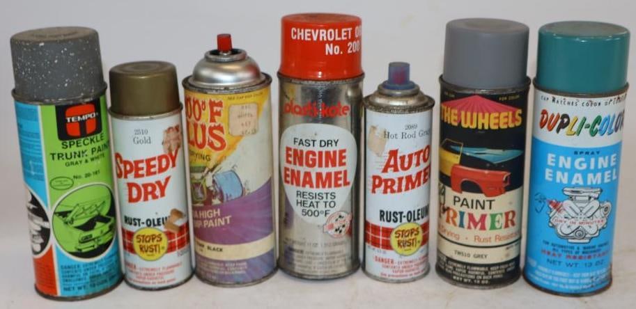 Group of 7 Auto Related Vintage Spray Paint Cans (1 of 2)