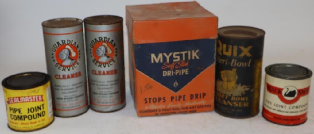 Group of 6 Pipe, Joint, Compound, and Cleaner Cans (1 of 2)