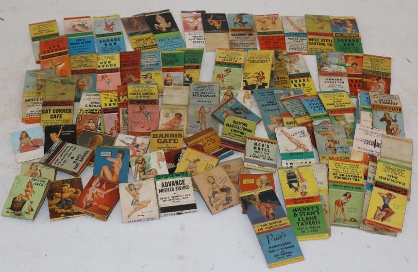 Group of 84 Risque Advertising Matchbooks: 1.5" x 2" each