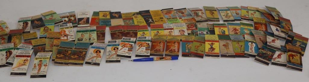 Group of 79 Risque Advertising Matchbooks: 1.5" x 2" each
