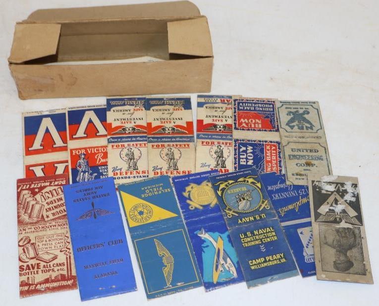 Group of 13 United States Military and War Advertising Match Books: Average Size is 1.5" x 2 each