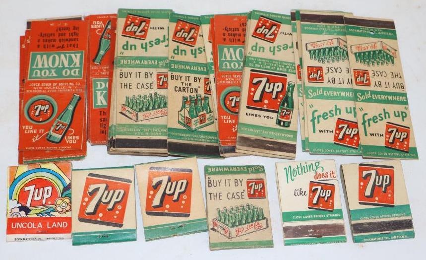 Large Group of 7UP Soda Advertising Match Books: Average Size is 1.5" x 2 each