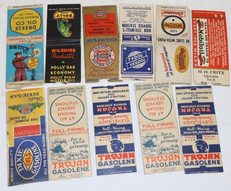 Group of 11 Dixie, Trojan, Polly Penn, WocoPep Oil Co Advertising Match Books (1 of 3)